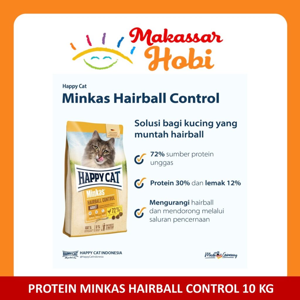 Jual Happy Cat Minkas Hairball Control 10kg Makanan Kucing Dewasa Hair