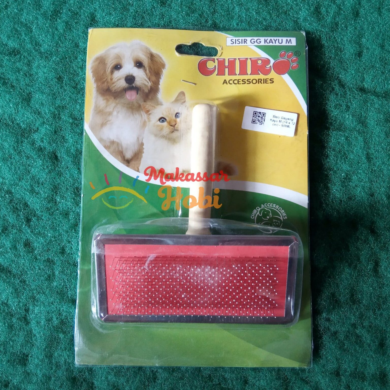 Jual Sisir Gagang Kayu M Ukuran 14x12cm Grooming Bulu Kucing Anjing