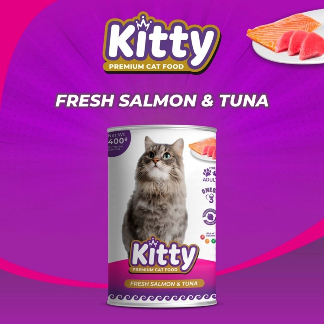 Makanan Kucing Basah KITTY Premium 400gr Kaleng Wet Cat Food 400 gram (Salmon Tuna)