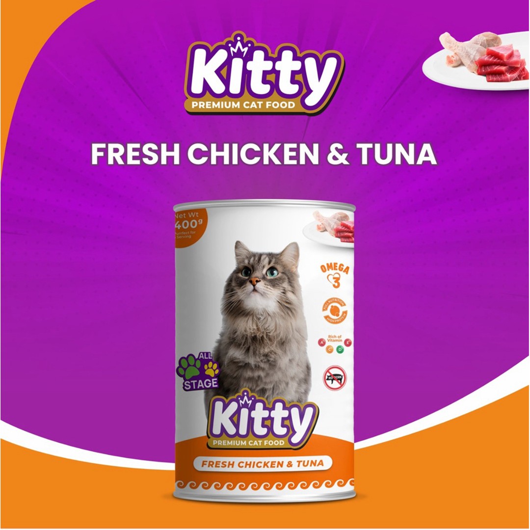 Makanan Kucing Basah KITTY Premium 400gr Kaleng Wet Cat Food 400 gram (Chicken Tuna)