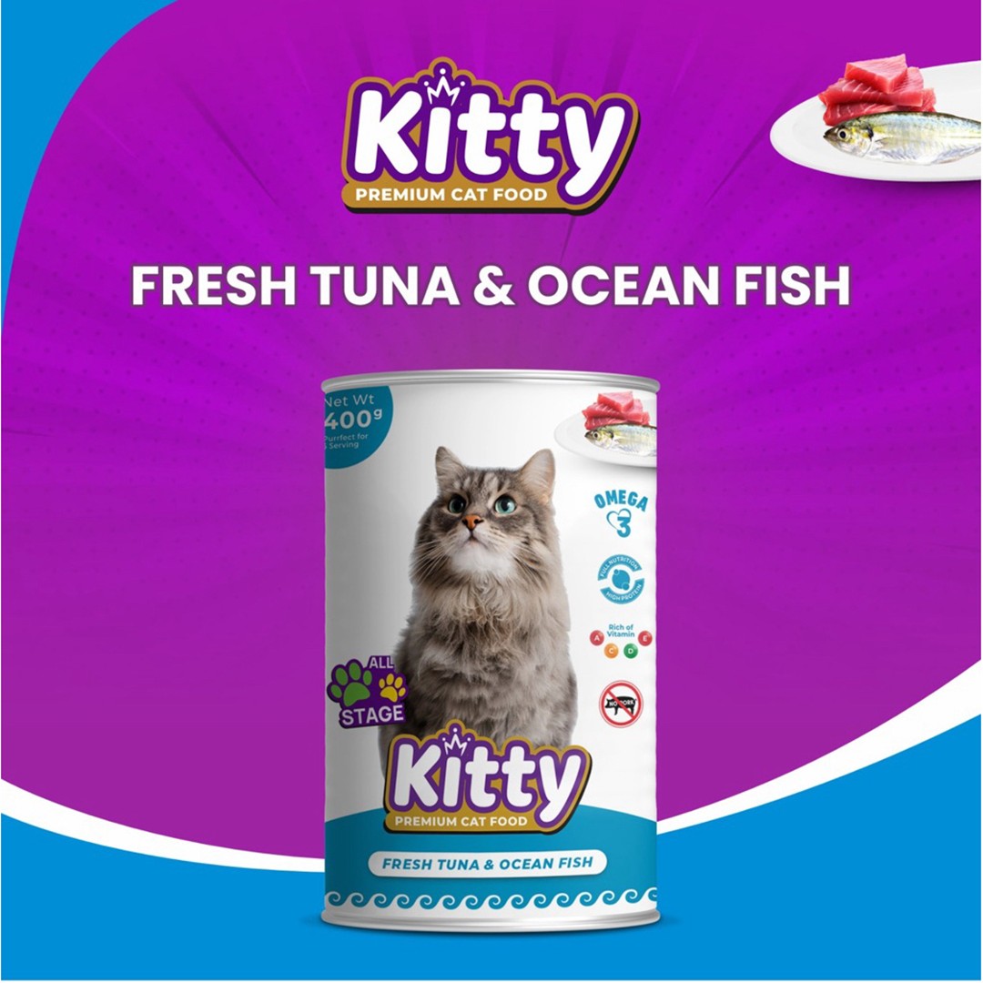Makanan Kucing Basah KITTY Premium 400gr Kaleng Wet Cat Food 400 gram (Ocean Fish)